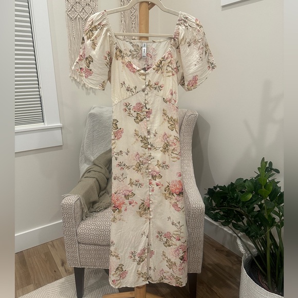 Mango Dresses & Skirts - MNG Mango Floral Linen Blend Button Front Maxi Dress Medium